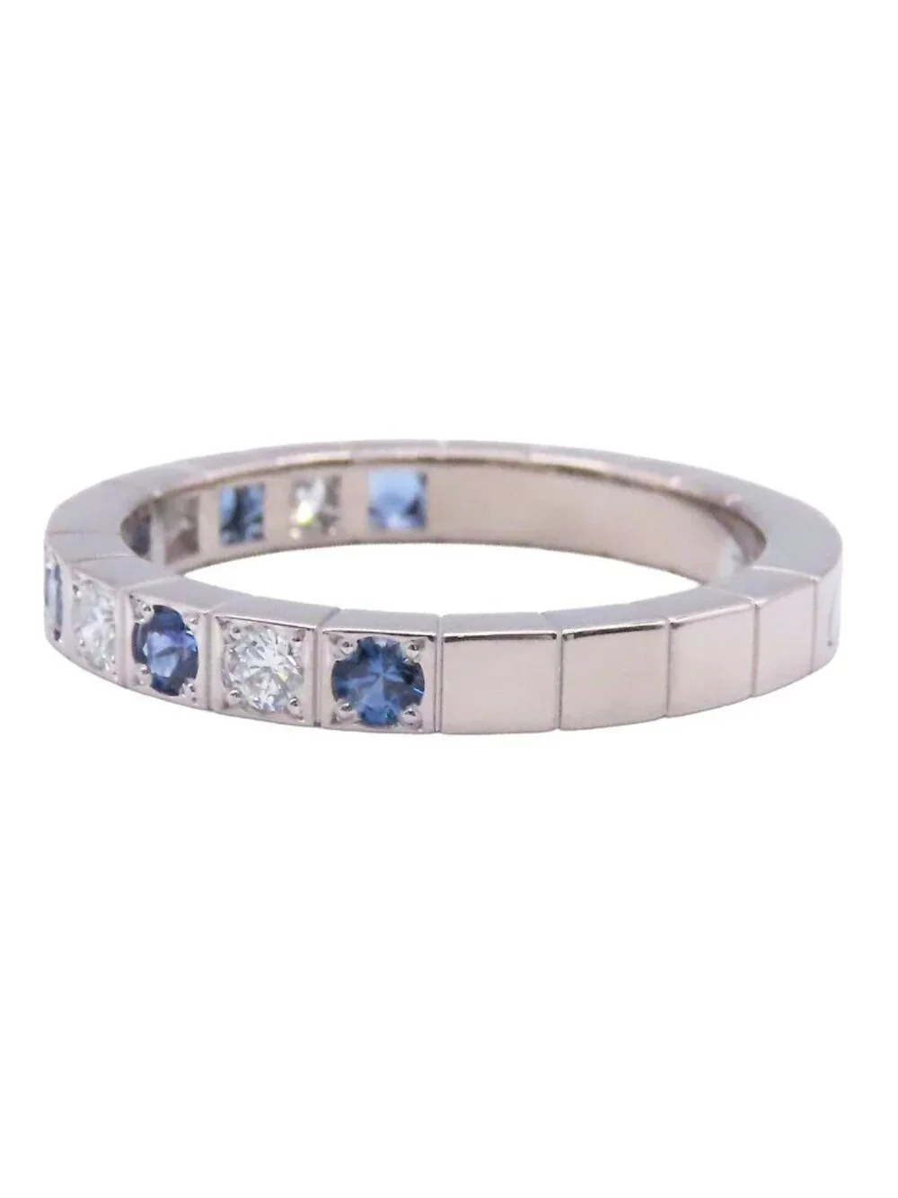 Cartier Lanieres White Gold Diamond Sapphire 18k 58 Ring
